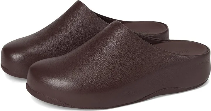FitFlop Shuv Tumbled-leather Clogs Women's Slippers Chocolat : 10 M (B)