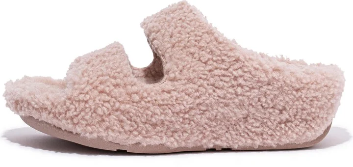 FitFlop SHUV Two-Bar Shearling Slides Wool Shearling