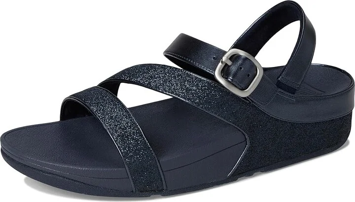 FitFlop Skinny Ii Glitterdust Z-Strap Sandals Women's Wedge Shoes Midnight Navy : 8 M (B), Synthetic - Image 5