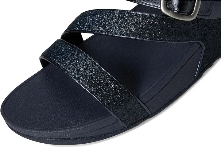 FitFlop Skinny Ii Glitterdust Z-Strap Sandals Women's Wedge Shoes Midnight Navy : 8 M (B), Synthetic - Image 7