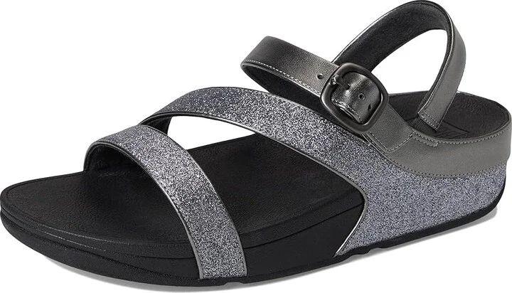 FitFlop Skinny Ii Glitterdust Z-Strap Sandals Women's Wedge Shoes Pewter : 8 M (B), Synthetic - Image 5