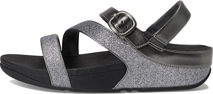 FitFlop Skinny Ii Glitterdust Z-Strap Sandals Women's Wedge Shoes Pewter : 8 M (B), Synthetic - Image 6