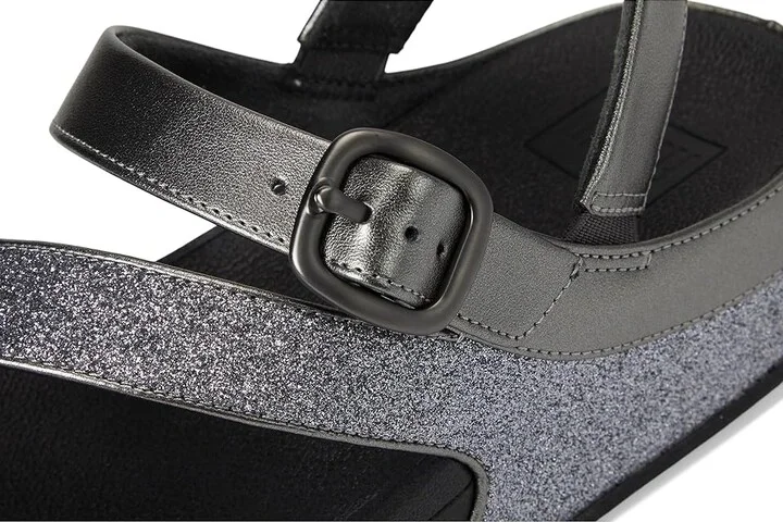 FitFlop Skinny Ii Glitterdust Z-Strap Sandals Women's Wedge Shoes Pewter : 8 M (B), Synthetic - Image 7