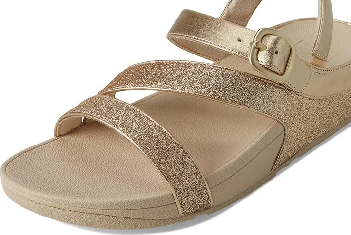 FitFlop Skinny Ii Glitterdust Z-Strap Sandals Women's Wedge Shoes Platino : 6 M (B), Synthetic - Image 7