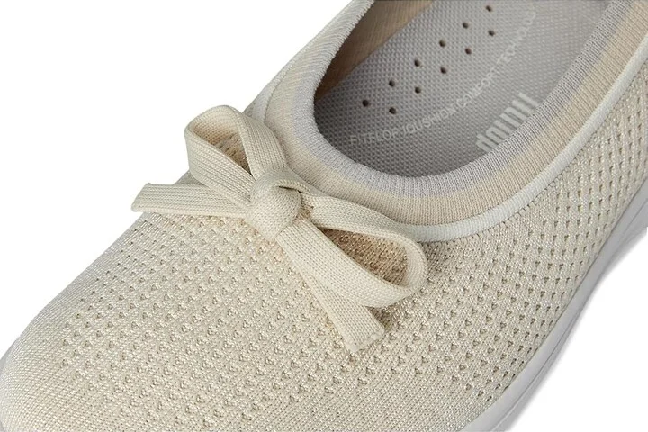 FitFlop Super-Q Bow Knit Ballet Flats Women's Walking Shoes Paris Beige : 10 M (B) - Image 7