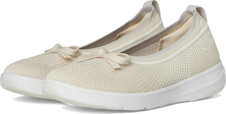 FitFlop Super-Q Bow Knit Ballet Flats Women's Walking Shoes Paris Beige : 10 M (B)