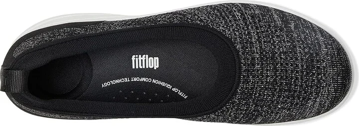 FitFlop Super-Q Knit Ballet Flats Women's Slip-on Dress Shoes Black/Silvereen : 11 M (B), Synthetic - Image 2