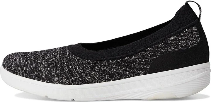 FitFlop Super-Q Knit Ballet Flats Women's Slip-on Dress Shoes Black/Silvereen : 11 M (B), Synthetic - Image 6