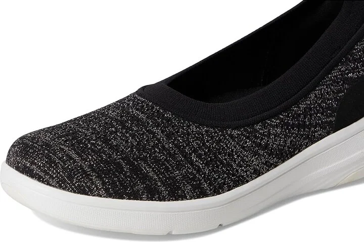 FitFlop Super-Q Knit Ballet Flats Women's Slip-on Dress Shoes Black/Silvereen : 11 M (B), Synthetic - Image 7