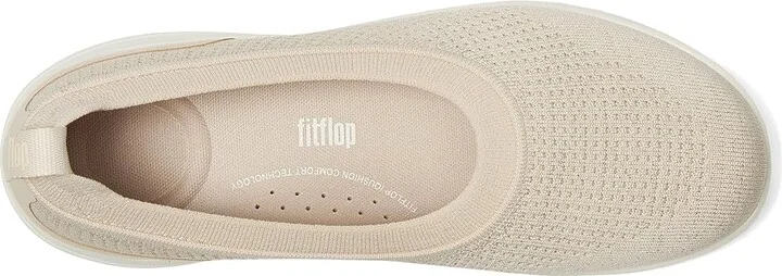FitFlop Super-Q Knit Ballet Flats Women's Slip-on Dress Shoes Stone Beige/Platino : 6.5 M (B), Synthetic - Image 2
