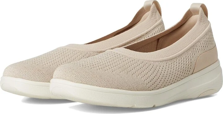 FitFlop Super-Q Knit Ballet Flats Women's Slip-on Dress Shoes Stone Beige/Platino : 6.5 M (B), Synthetic
