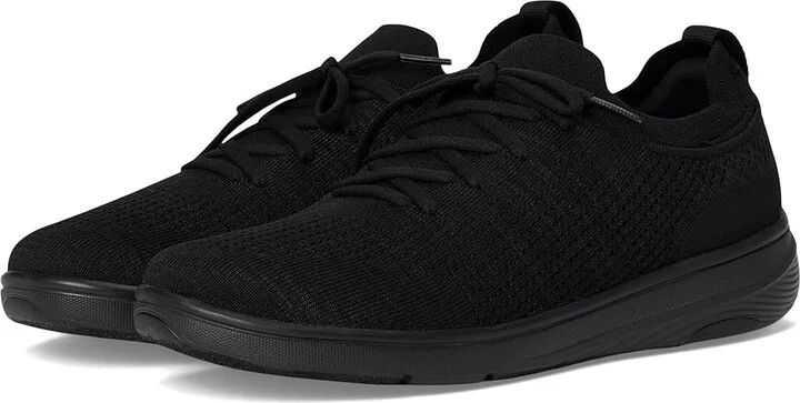 FitFlop Super-Q Knit Slip-On Laced Sneakers Women's Walking Shoes All Black : 7 M (B), Hair Calf