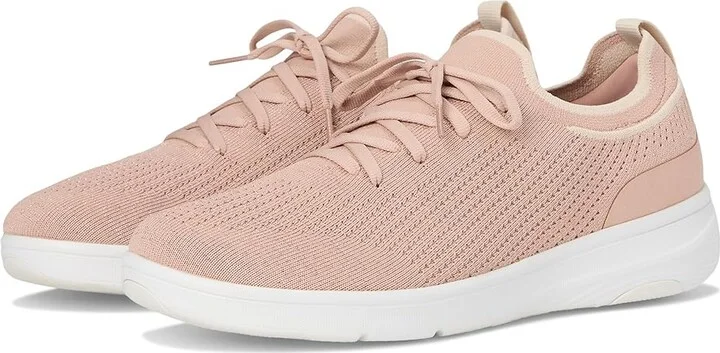 FitFlop Super-Q Knit Slip-On Laced Sneakers Women's Walking Shoes Beige Buff/Rose Gold : 10 M (B), Hair Calf
