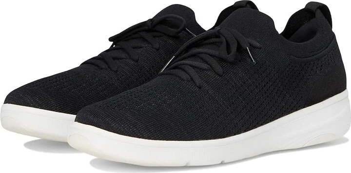 FitFlop Super-Q Knit Slip-On Laced Sneakers Women's Walking Shoes Black : 11 M (B), Hair Calf