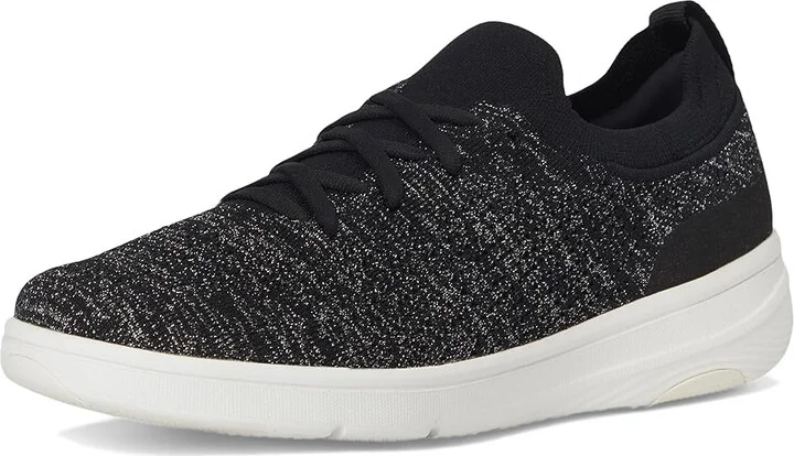 FitFlop Super-Q Knit Slip-On Laced Sneakers Women's Walking Shoes Black/Silvereen : 6 M (B), Hair Calf - Image 5