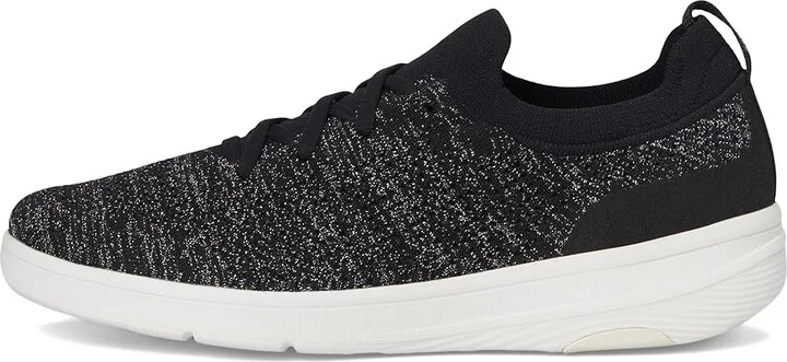 FitFlop Super-Q Knit Slip-On Laced Sneakers Women's Walking Shoes Black/Silvereen : 6 M (B), Hair Calf - Image 6