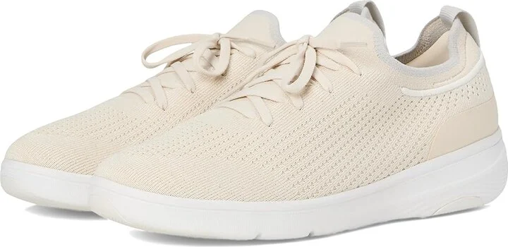 FitFlop Super-Q Knit Slip-On Laced Sneakers Women's Walking Shoes Paris Beige : 5 M (B), Hair Calf