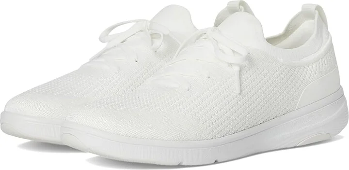 FitFlop Super-Q Knit Slip-On Laced Sneakers Women's Walking Shoes Urban White : 8 M (B), Hair Calf