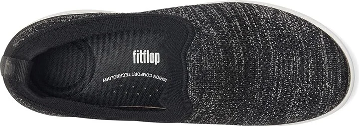 FitFlop Super-Q Knit Slip-Ons Women's Walking Shoes Black/Silvereen : 7 M (B), Synthetic - Image 2