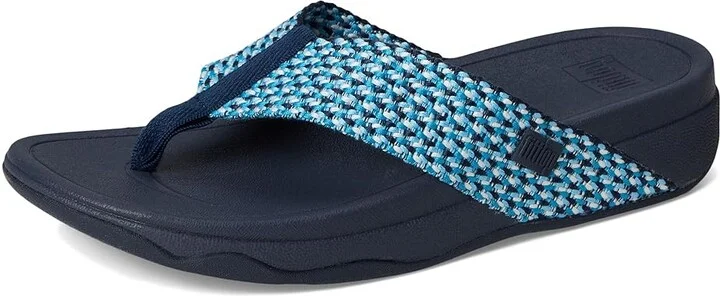 FitFlop Surfa Multi-Tone Webbing Toe-Post Sandals Women's Wedge Shoes Midnight Navy : 6 M (B), Synthetic - Image 5