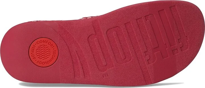 FitFlop Surfa Multi-Tone Webbing Toe-Post Sandals Women's Wedge Shoes Redberry : 6 M (B), Synthetic - Image 3