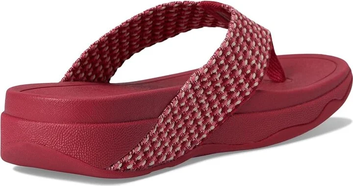 FitFlop Surfa Multi-Tone Webbing Toe-Post Sandals Women's Wedge Shoes Redberry : 6 M (B), Synthetic - Image 4