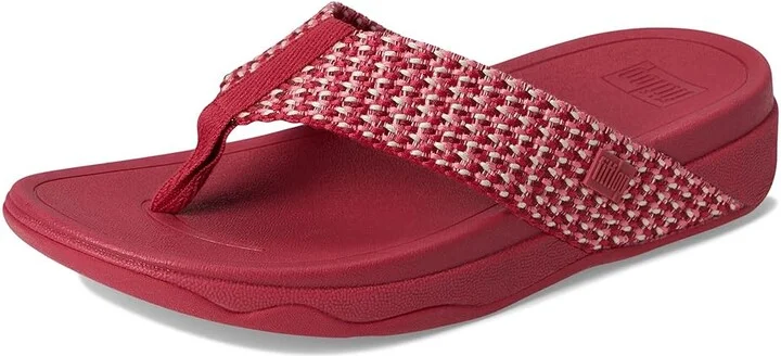 FitFlop Surfa Multi-Tone Webbing Toe-Post Sandals Women's Wedge Shoes Redberry : 6 M (B), Synthetic - Image 5