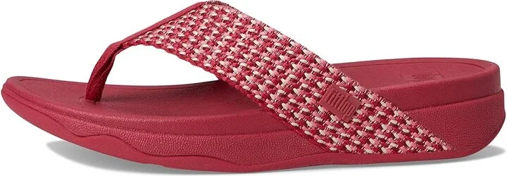 FitFlop Surfa Multi-Tone Webbing Toe-Post Sandals Women's Wedge Shoes Redberry : 6 M (B), Synthetic - Image 6