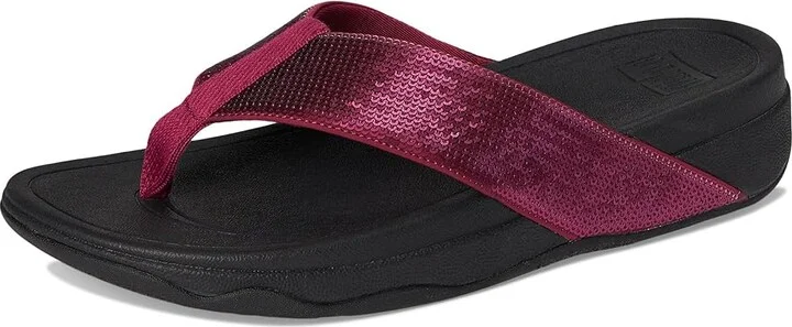 FitFlop Surfa Sequin Toe-post Sandals Women's Wedge Shoes Ruby : 8 M (B), Synthetic - Image 5