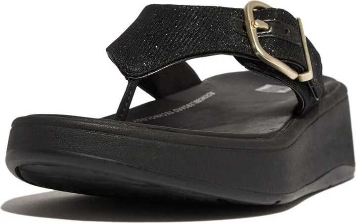 FitFlop Women's F-Mode Buckle Shimmerlux Flatform Toe-Post Sandals Wedge