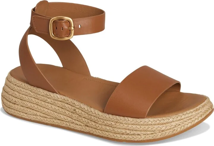 FitFlop Women's F-Mode Espadrille Leather Flatform A/Strap Sandals Wedge
