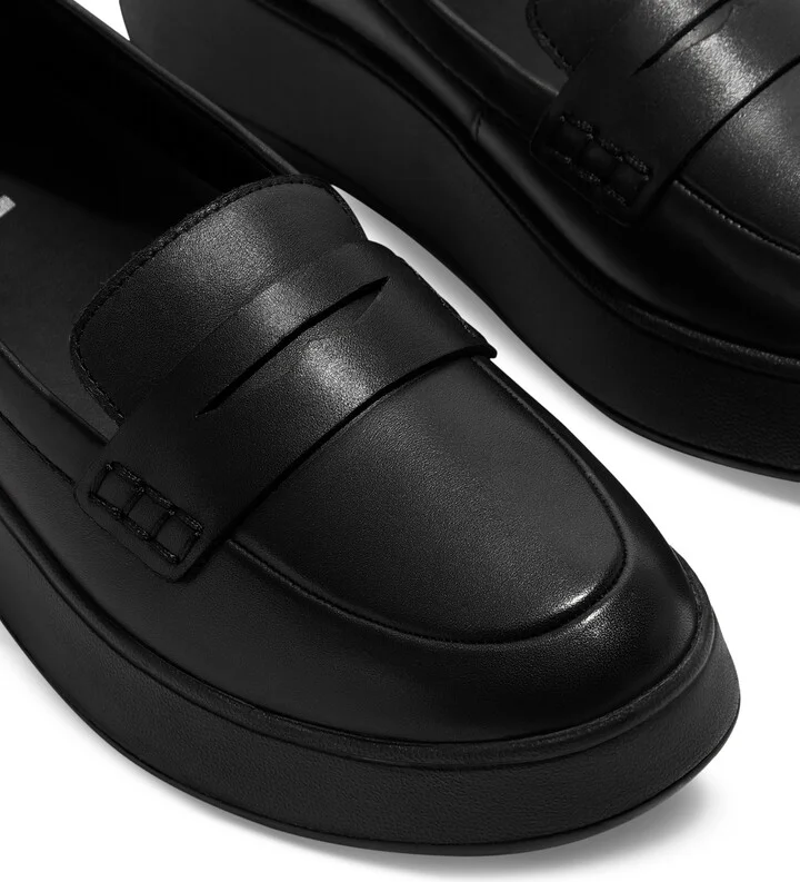 FitFlop Women's F-Mode Leather Flatform Loafer Flats - Image 3