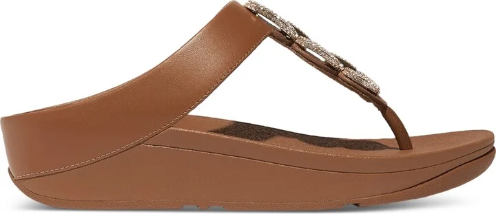 FitFlop Women's Fino Crystal Chain Leather Toe-Post Sandals - Image 2