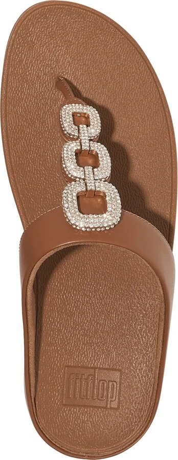 FitFlop Women's Fino Crystal Chain Leather Toe-Post Sandals - Image 3