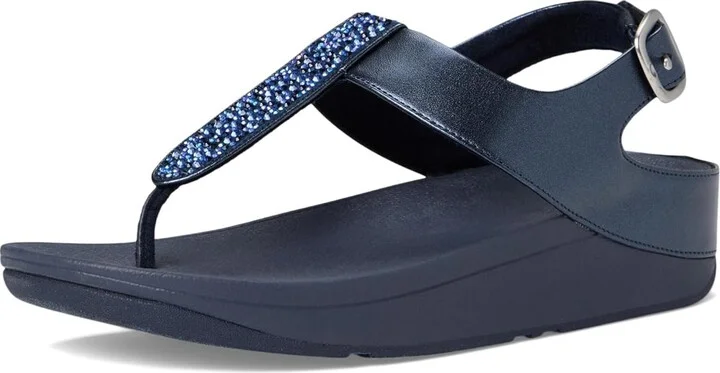 FitFlop Women's Fino Crystal-Mix T-Strap Sandals Wedge