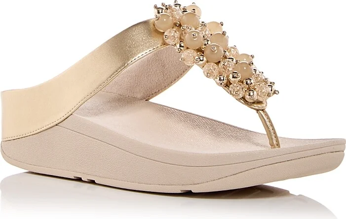 FitFlop Women's Fino Embellished Wedge Thong Sandals