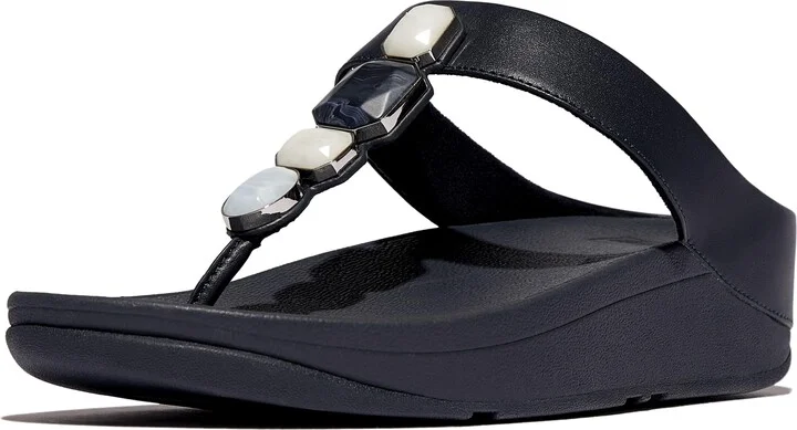 FitFlop Women's Fino Multi-Stone Leather Toe-Post Sandals Wedge