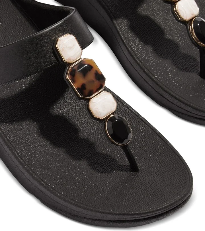 FitFlop Women's Fino Multi-Stone Leather Wedge Sandals - Image 4