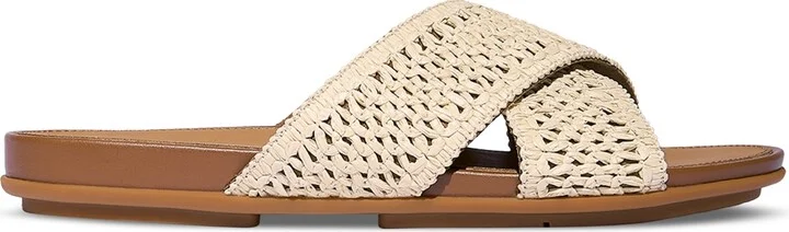FitFlop Women's Gracie Woven Cross Slide Sandals - Deep Tan, Ivory - Image 2
