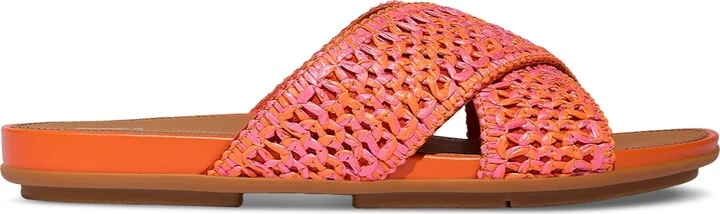 FitFlop Women's Gracie Woven Cross Slide Sandals - Deep Tan, Ivory - Image 6