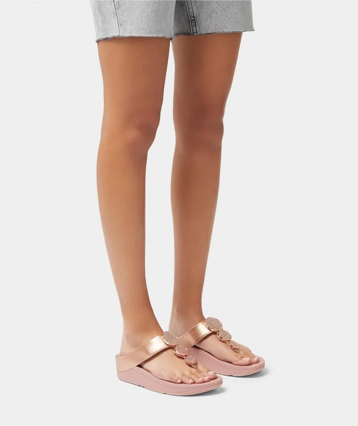 FitFlop Women's Halo Bead-Circle Metallic Toe-Post Sandals - Image 9