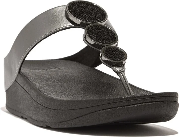 FitFlop Women's Halo Bead-Circle Metallic Toe-Post Sandals