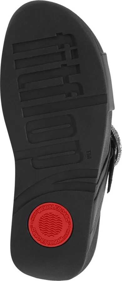 FitFlop Women's Lulu Crystal Buckle Leather Cross Slides Flats - Image 4