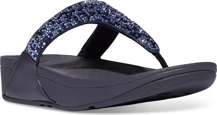 FitFlop Women's Lulu Crystal Mix Toe-Post Wedge Sandals