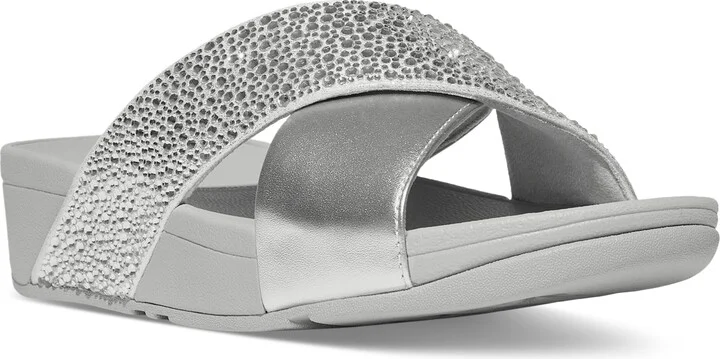 FitFlop Women's Lulu Embellished Metallic Crisscross Slide Sandals