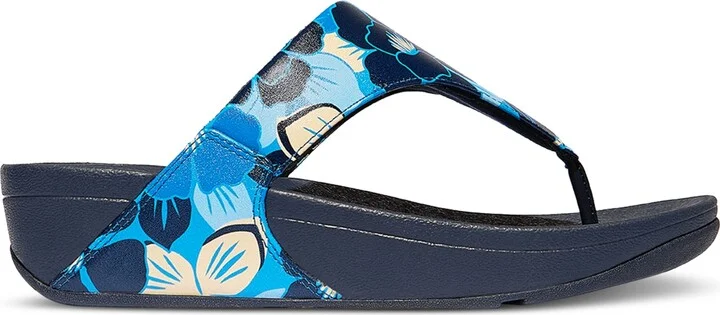 FitFlop Women's Lulu Flowerz Leather Toe-Post Wedge Sandals - Image 6