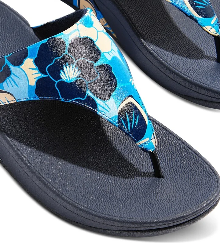 FitFlop Women's Lulu Flowerz Leather Toe-Post Wedge Sandals - Image 8