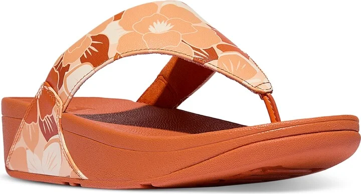FitFlop Women's Lulu Flowerz Leather Toe-Post Wedge Sandals