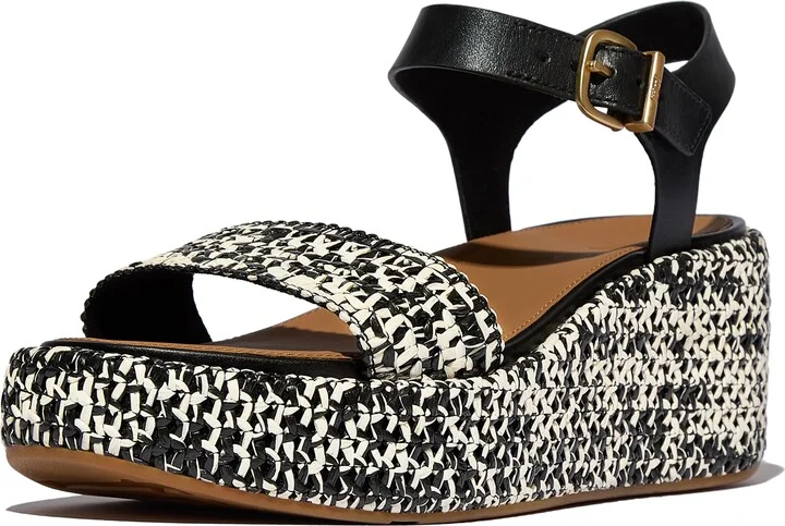 FitFlop Women's Platfforms Woven Wedge Ankle-Strap Sandals