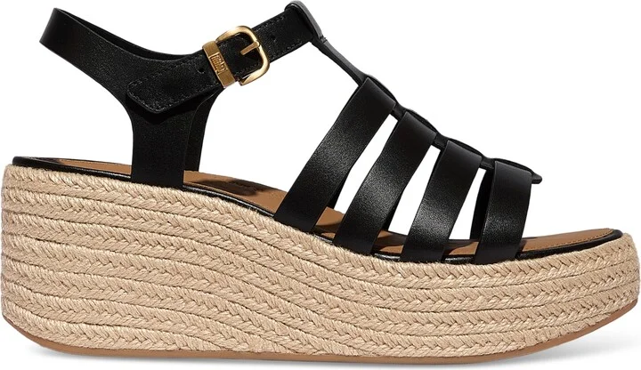 FitFlop Women's Platform Espadrille Leather Wedge Sandals - Image 6